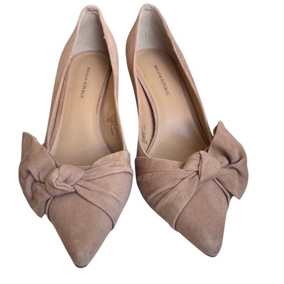 Banana Republic Andra Bow Leather Pump in Tan Biscotti Color Size 9 - Picture 4 of 7